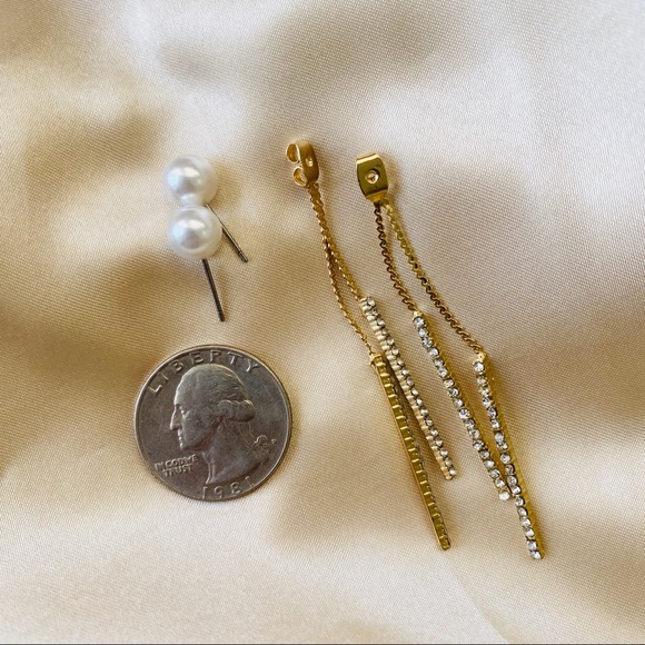 💕Last one Faux Pearl Wire Threader Thread Earrings - Picture 3 of 9
